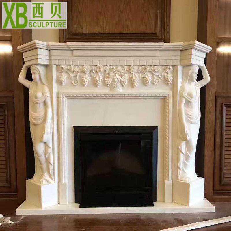 natural Marble European style character Mantel Various texture of material style indoor decorate fireplace