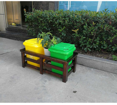 戶外防腐木垃圾桶固定架創意