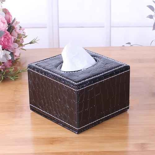 Square restaurant drink paper box gift manufacturer wholesale leather tissue box creative car logo advertising