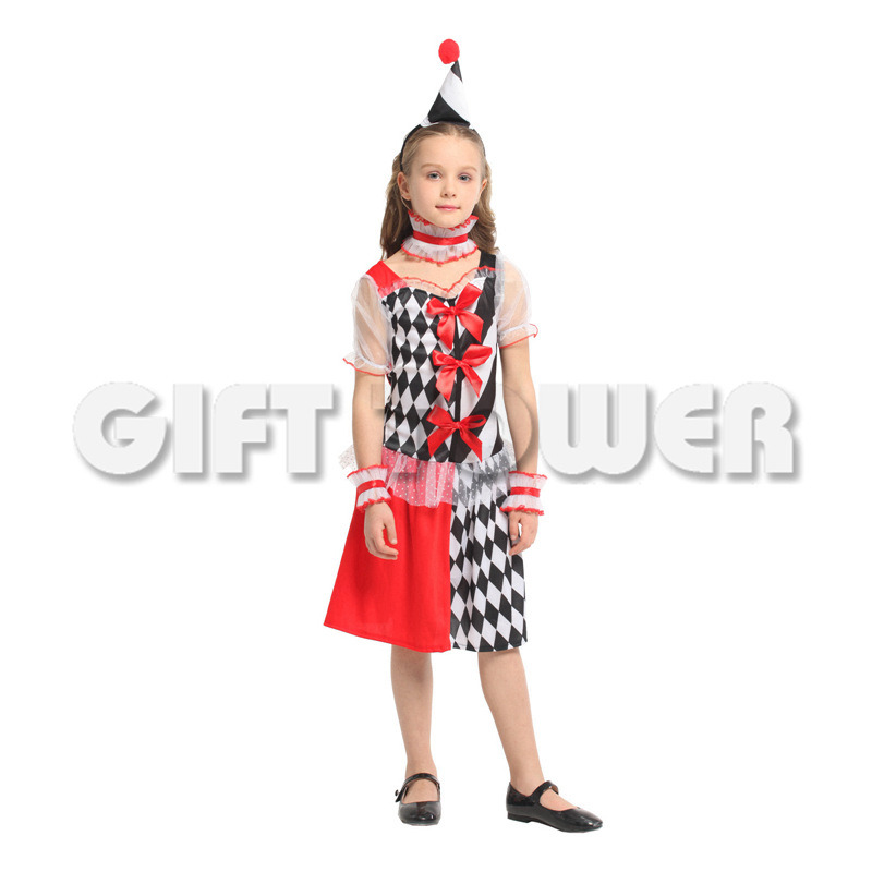 Stage performance costume, carnival costume G-0322, naughty red and black female clown role-playing costume, Halloween performance costume detail image 3