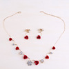 Fashionable red chain for key bag  for bride, necklace and earrings, set, decorations, evening dress, accessory, wholesale