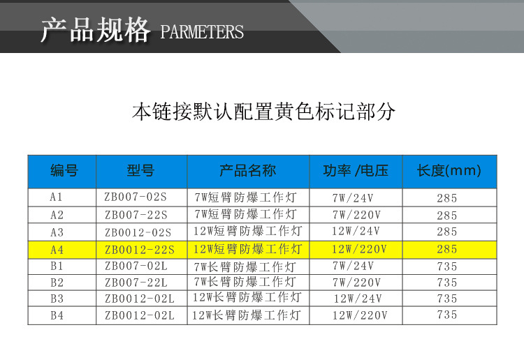 九家 LED防水数控机床工作灯 短拐臂型防油机床灯具12W 220V