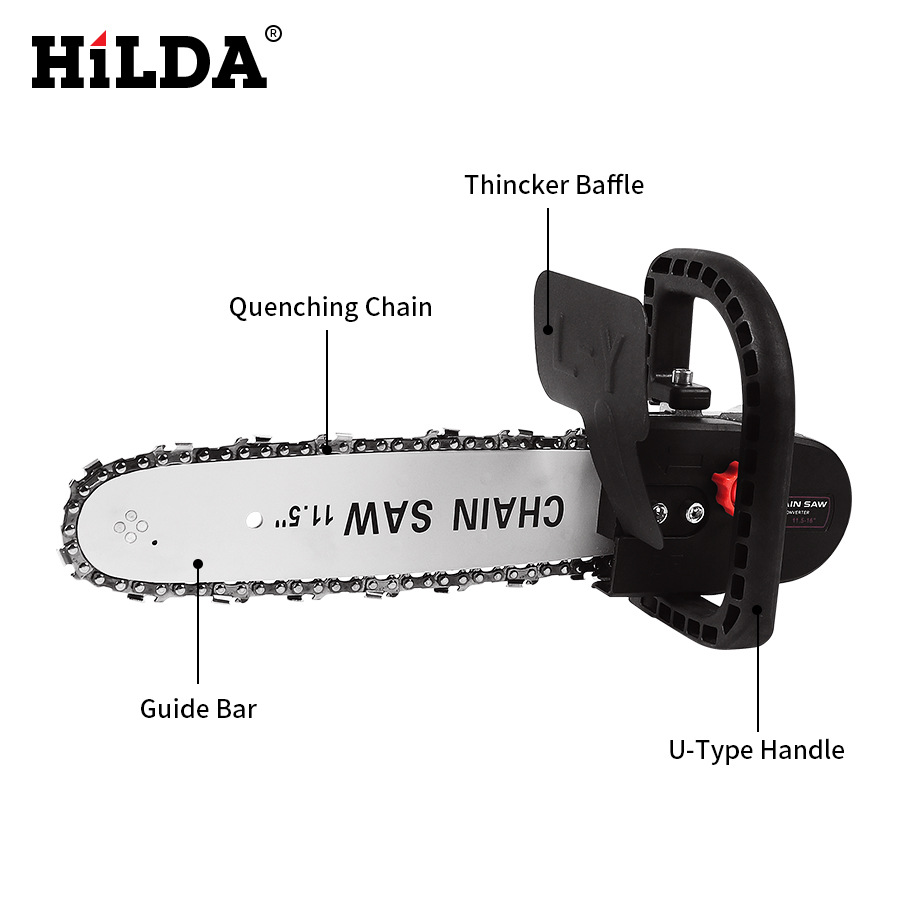 Ventas directas de la fábrica Hilda herramienta eléctrica amoladora angular sierra de cadena eléctrica máquina de pulido cambio convertidor de sierra eléctrica