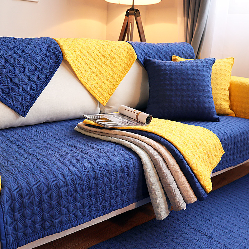 四季纯棉沙发垫纯色北欧沙发垫现代防滑全棉布艺沙发坐垫子