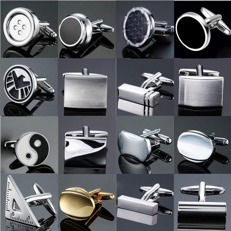 Charming jewelry factory direct fashion men's French cufflinks gold silver laser metal cufflinks wholesale Charming jewelry factory direct fashion men's French cufflinks gold silver laser metal cufflinks wholesale