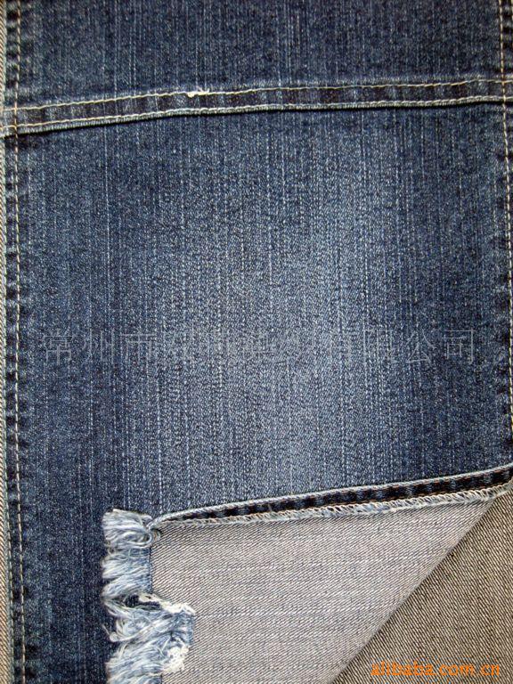 【厂家直销】供应靛蓝竹节棉涤弹力牛仔布（外销一等SY342-9#）