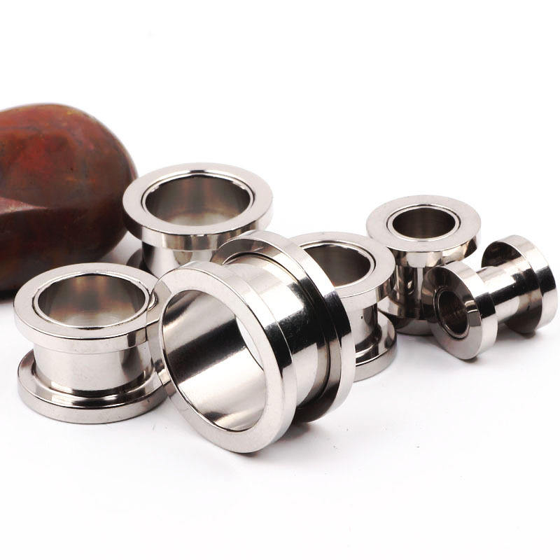 1 Piece Stainless Steel Electroplated Black Silver Color Pulley Ear Piercing Jewelry - Hot-Selling Ear Expander 1.2-25mm detail image 9