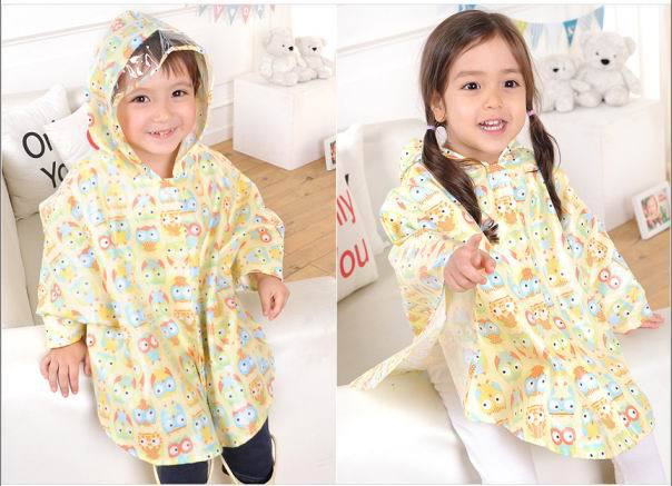 Foreign Trade Original Single Korea Original Single Children's Boys and Girls Baby Fashion Waterproof Owl Pony Raincoat Poncho