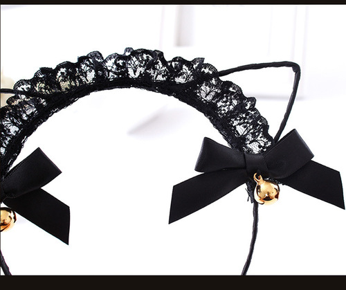 Korean cute lace cat ear headband Korean style lace bell hair accessories holiday fun party cute headband