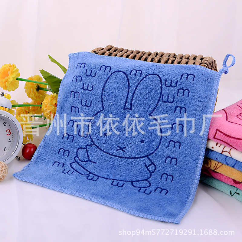 厂家批发超细纤维卡通印花小毛巾方巾25*25方巾幼儿园婴幼儿挂巾