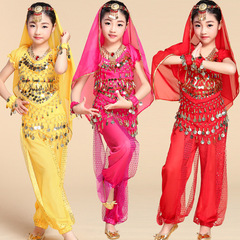 Wholesale New Children's Belly Dance Suit Performance Costumes Indian Dance Costumes Stage Performance Costumes Short Sleeves