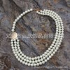 Hot -selling MonogramMed copper sheet 3 -layer pearl necklace fashion pearl necklace