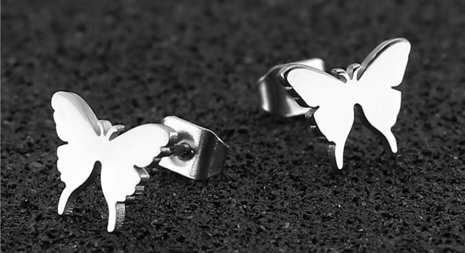 1 Pair Sweet Butterfly Titanium Steel Plating Ear Studs display picture 4