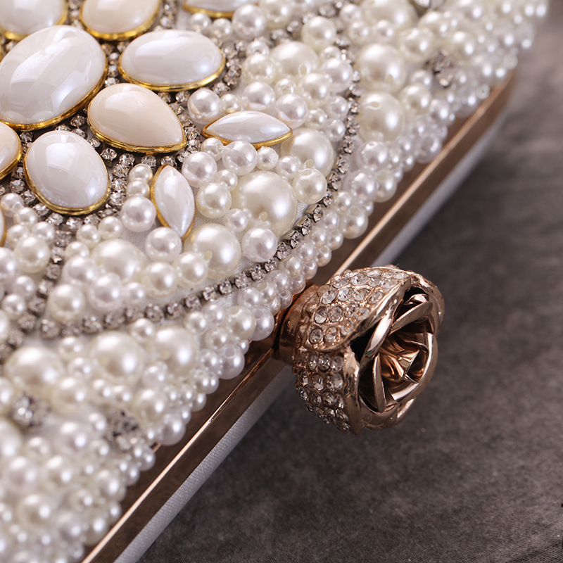 Craft Pearl Hard Shell Diamond Studded Dinner Bag Fashion Chain Bag Women's Handle Small Square Bag display picture 12