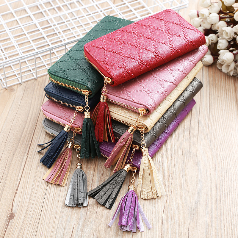 Nihaojewelry Wholesale Accessories Korean Solid Color Rhombus Embossed Wallet display picture 18