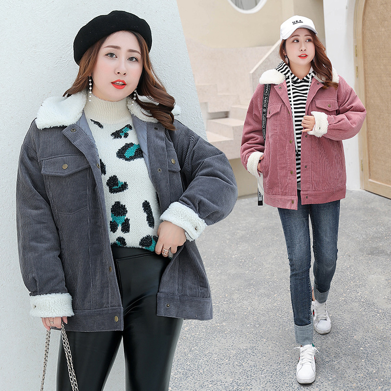 2018 winter new pattern thickening enlarge coat Large Solid leisure time Europe and America coat One piece On behalf of k543