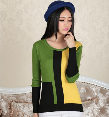 2015 new pattern Cashmere sweater Base coat Mosaic personality Cashmere sweater Neck curling routine leisure time sweater
