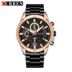 CURREN Men's Business Quartz Watch with Steel Strap, Casual Three-Dial Creative Wrist Watch for Men