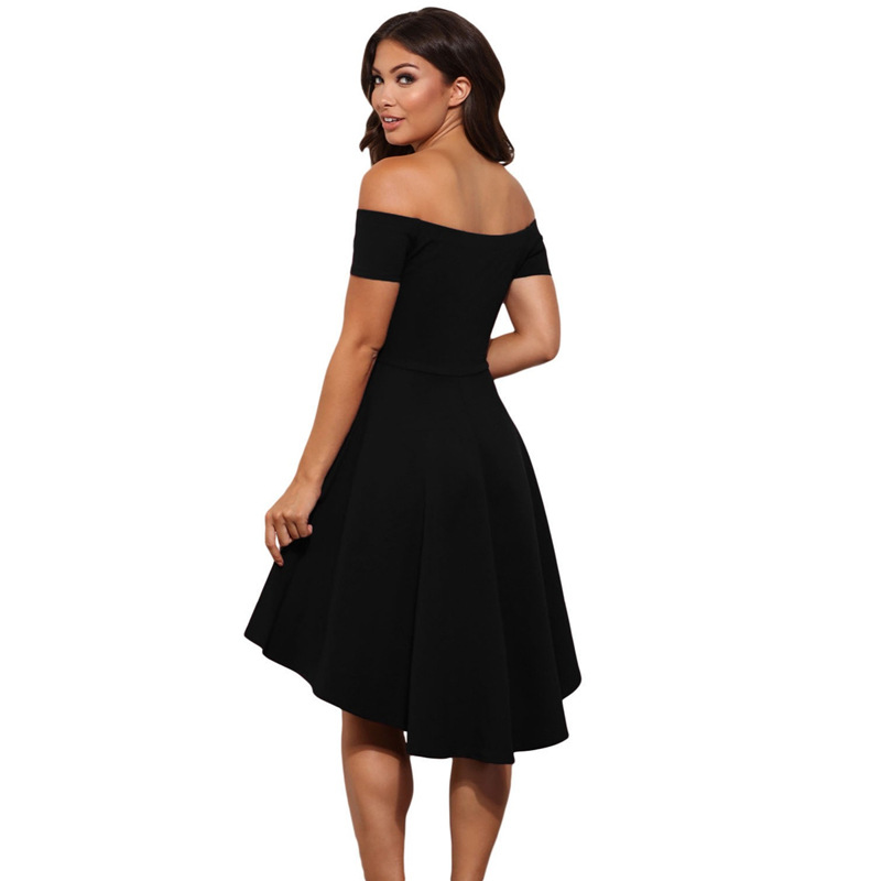 Off Shoulder Irregular Hem Dress Short Sleeve Flared Skirt Summer Style Perfect for Parties and Events Wholesale
