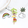 Coconut Rainbow Flower Clouds, Alloy Dripping Oil Tots Cosmetic Jewelry Beverage Needle Needle Big Leaf Badge in Spot