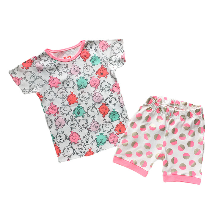 SQ-450 new cot Miss Miaoqi children's short sleeve suit homewear children's clothing wholesale girls' pajamas
