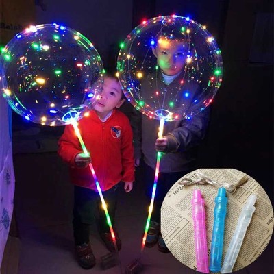 厂家直销 手持LED波波气球 手柄发光网红/心形告白气球 LED发光玩|ms