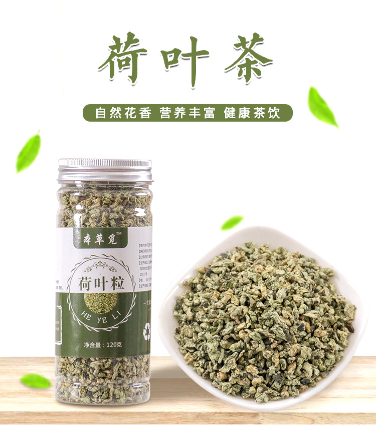 Lotus Leaf Tea (Nelumbo nucifera) — Dried He Ye Granules, 120g Jar, Weishan Lake Origin overview
