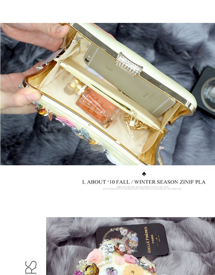 360g Weight Polyester Lining Material Magnetic Buckle Closure Type Single Shoulder Strap Strap Type Shoulder Bag, Evening Bag Bags Type Daily, Party Occasion Polyester Material Flower Pattern All Seasons Season Women'S Gender Fashion Style Square Shape Small Size Polyester Flower Square Clutch Evening Bag 13
