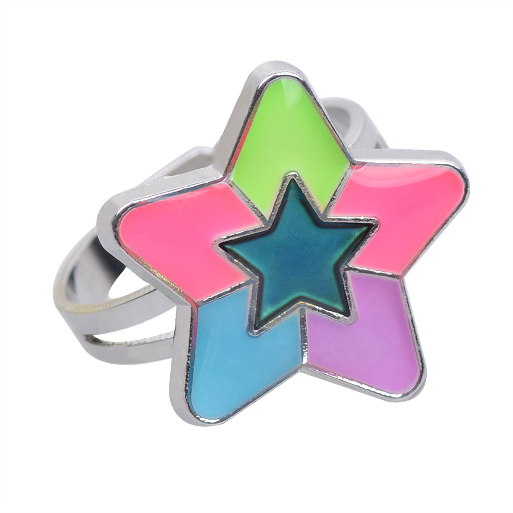 50g Weight Artificial Gemstones Inlay Material Birthday Occasion Alloy Material Heart Pattern Women'S Gender Plating Design Fashion Style Simple Peach Heart Love Butterfly Moon Color Changing Ring 15