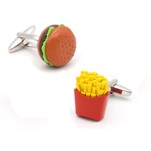 Food Series Copper Burger Fries Cufflinks Cufflinks French Shirt for Wholesale Custom