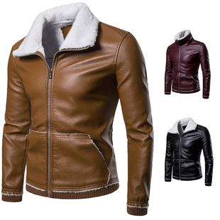 Men's Foreign Trade Leather Jacket 2018 Winter Lapel Casual Lamb Fur Jacket Men's Fashion Large Size Thickened Coat Wholesale