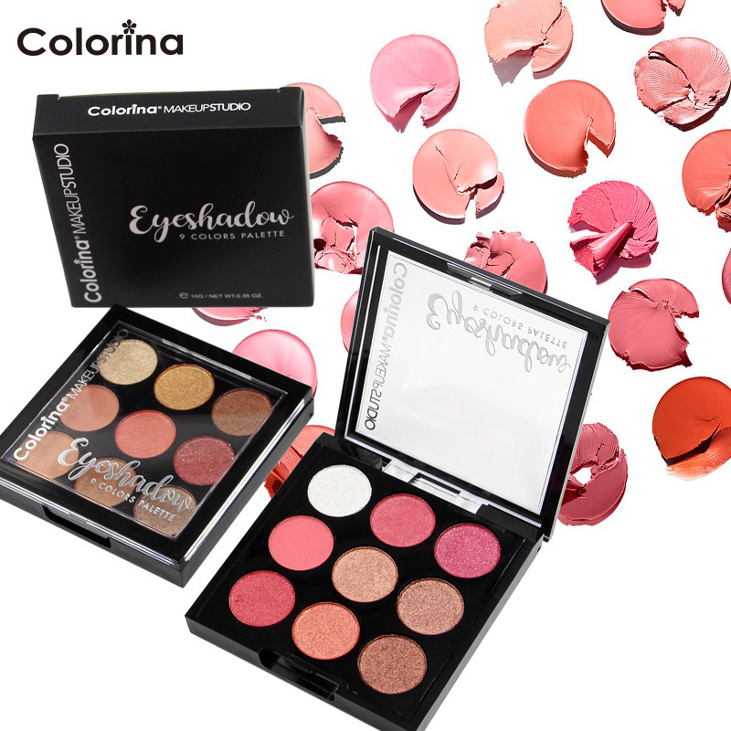 colorina新款欧美9色眼影高珠光丝绒眼影盘湿粉跨境专供 一件代发
