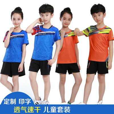 new pattern children badminton suit Boy girl Tennis clothes Short sleeved Quick drying Ping Pong motion Summer wear Jersey