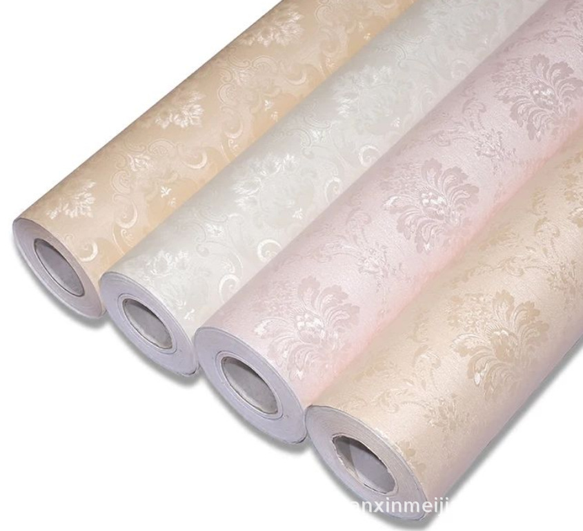 Thick linen pattern solid color wallpaper self -stick waterproof…