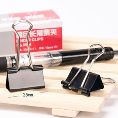 Powerful 9544-4 Long Tail Ticket Holder 25mm Tumbler Tail Clip Black 12 pcs/box Document Clip Folder