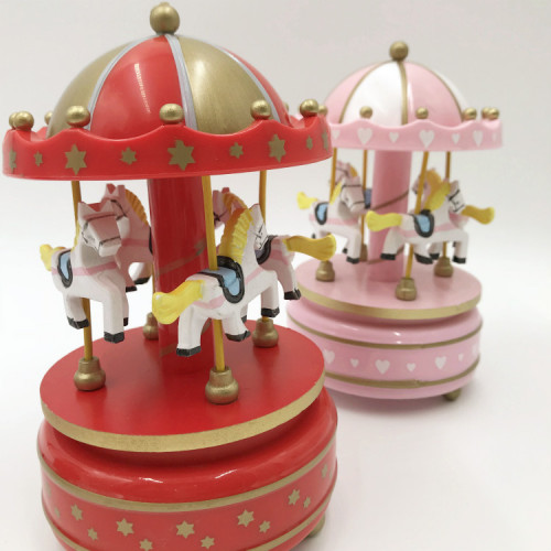 Small Batch Wholesale Round Top Scene Cake Stand Carousel Music Box Eight-Track Player Sky City