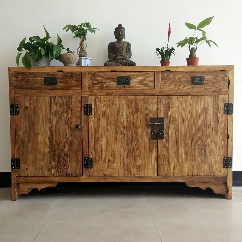 定制原木做旧收纳柜子经济型客厅实木多功能抽屉式复古柜子储物柜|ru