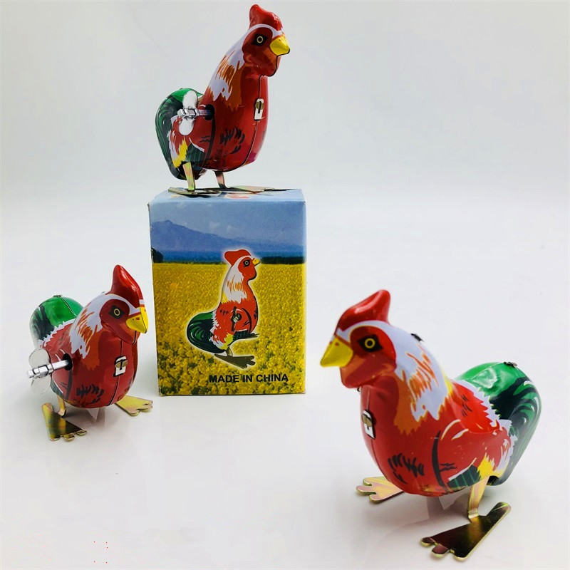 Gallo Catena Orologio Saltellante Pollo Anni '80 Ferro Nostalgico Giocattolo Mercato Notturno_voghion.com