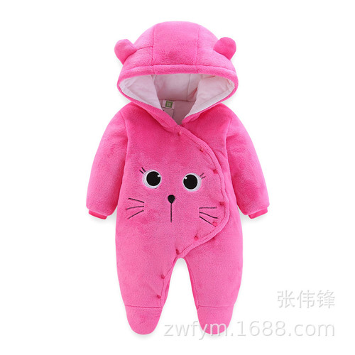 Baby one-piece suit, thick autumn and winter clothing, suitable for both boys and girls, newborn baby harrier, autumn and winter cotton coat, crawling suit