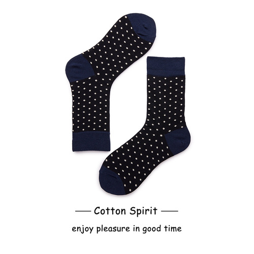Cotton Spirit Unisex style small polka dot cotton mid-calf socks for men and women, classic polka dot all-season socks