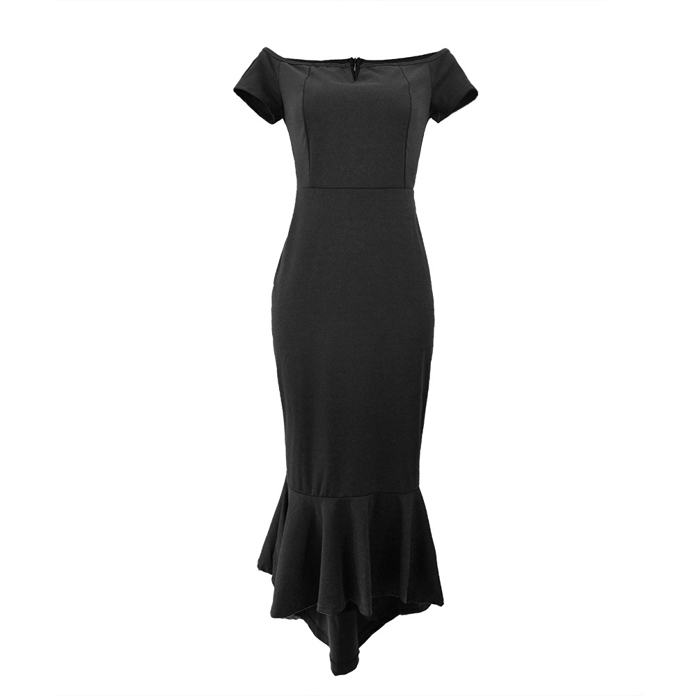 wholesale women s clothing Nihaostyles V-neck strapless short-sleeved tuxedo dress NSYSM67017