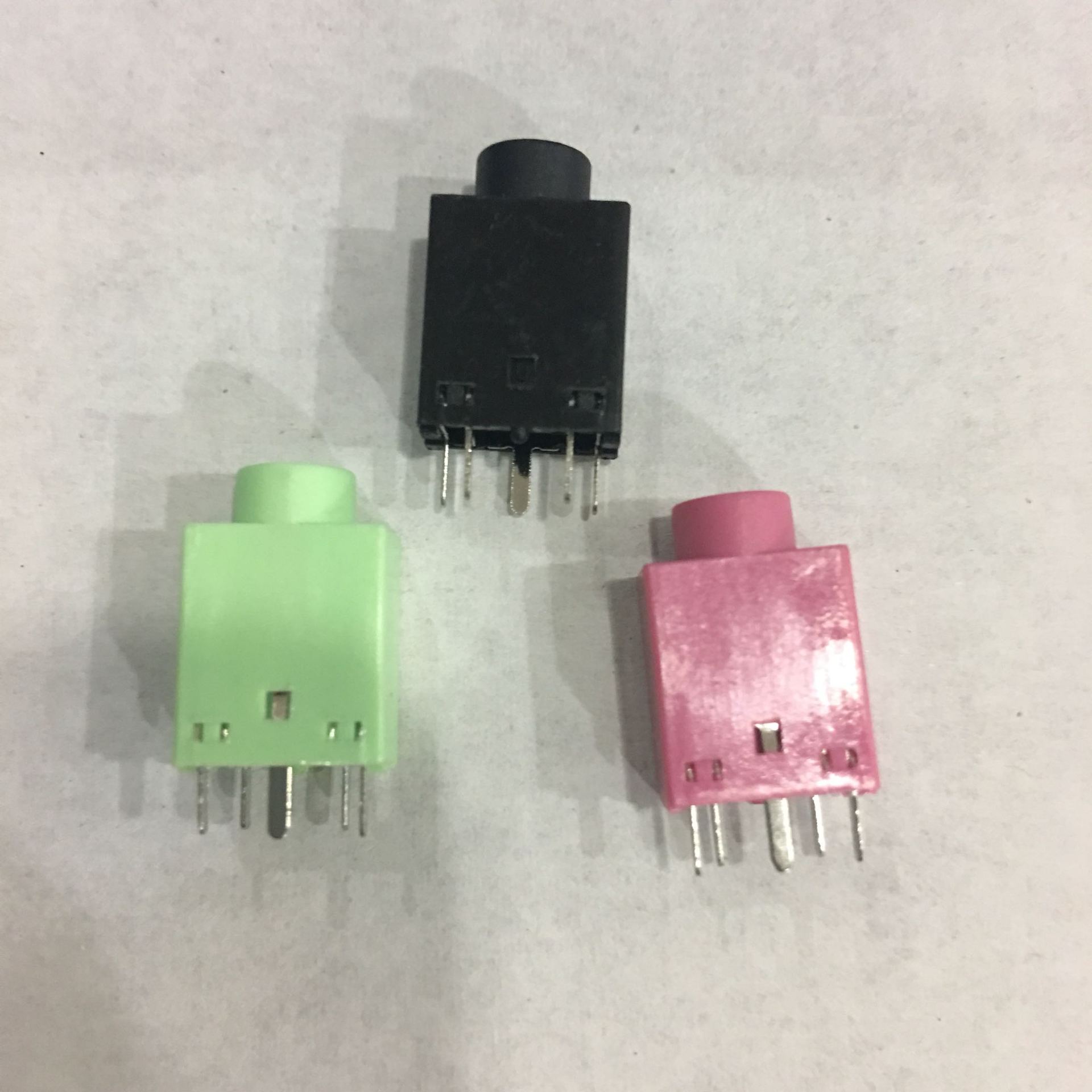 3.5MM耳机PJ-358五脚180度立式插脚5P粉红粉绿黑/主机机箱插座
