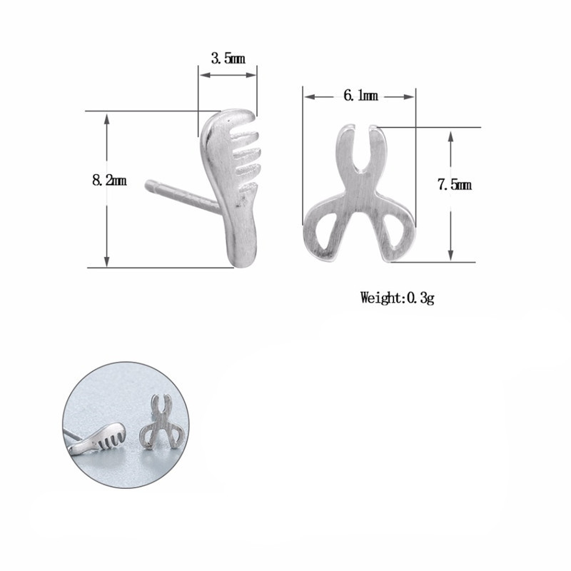Simple Asymmetric Comb Scissors Stud Earrings display picture 9