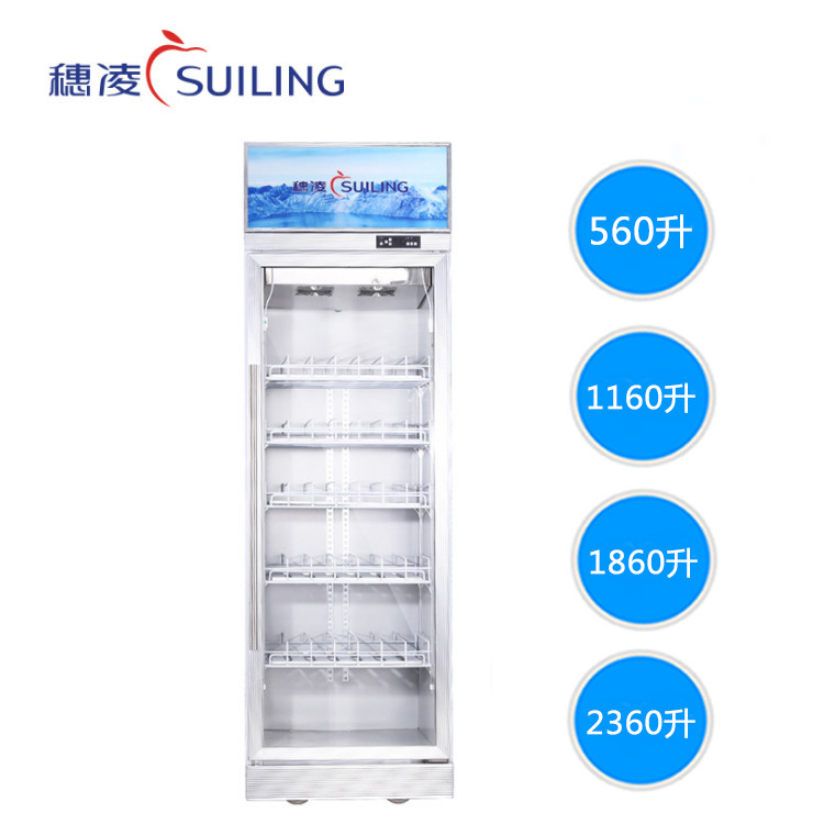 穗凌商用展示冰柜立式单门饮料玻璃门加热防雾冷藏冷柜