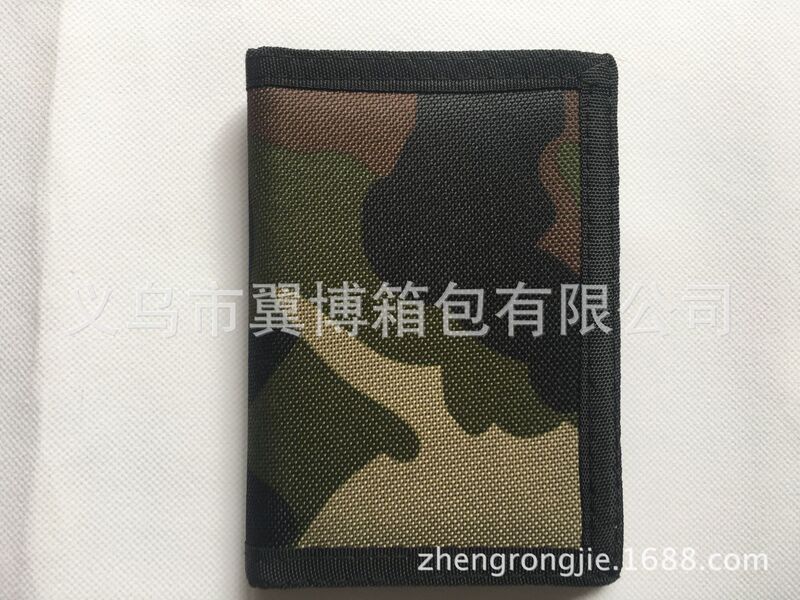 Factory supply camouflage 600D Oxford cloth boutique wallet, high quality workmanship fabric multi-pocket tri-fold wallet