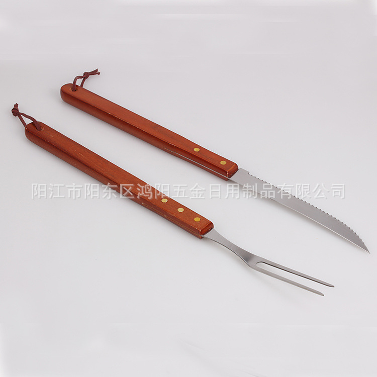 Fuente de la fábrica barbacoa Parrilla de acero inoxidable cuchillo y tenedor traje de barbacoa combinación de 2 piezas al aire libre camping barbacoa herramientas