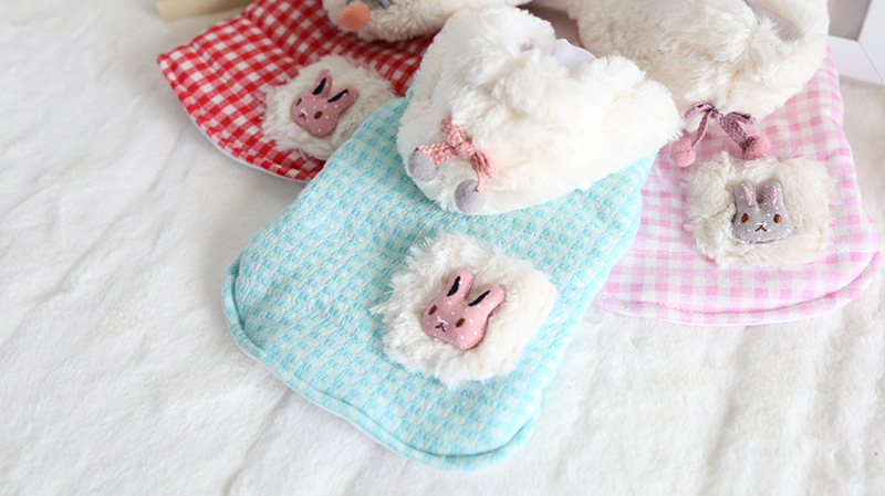 小兔口袋格子马甲