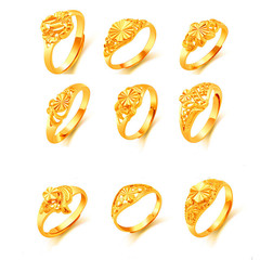 Manufacturer Direct Sale Gold Plated Copper Flower Ring for Women, Openwork Engraved Gold Plated Copper Ring for Ladies