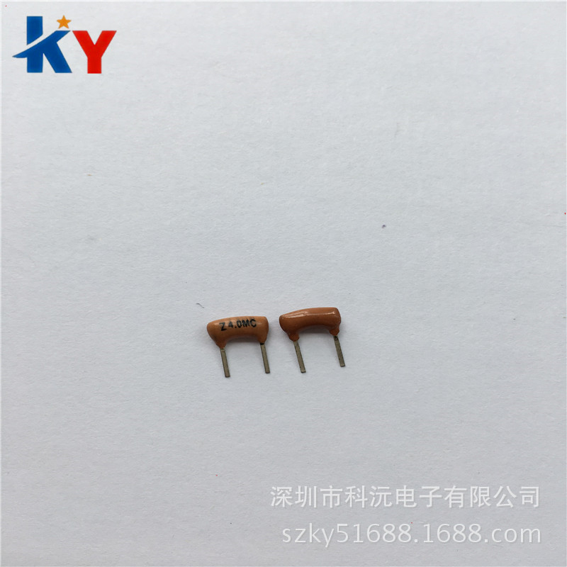 直插2脚陶瓷晶振4M 4MHZ ZTT4.0MG 家电用陶瓷晶振滤波 土黄色