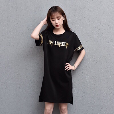 可一件代发2019夏装新款锋跃时尚运动连衣裙女士修身圆领短袖裙子